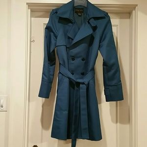 Quilted Peacock blue/teal trench by Etcetera